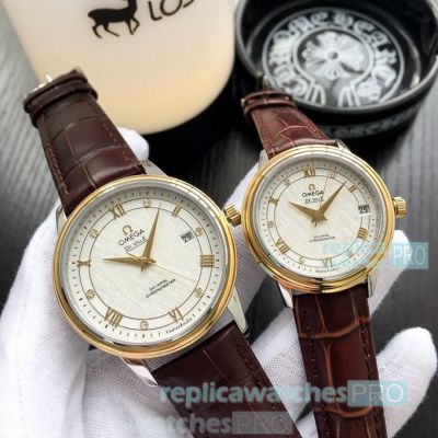 Best Copy Omega De Ville Automatic Lovers Watch White Dial 40mm & 28mm